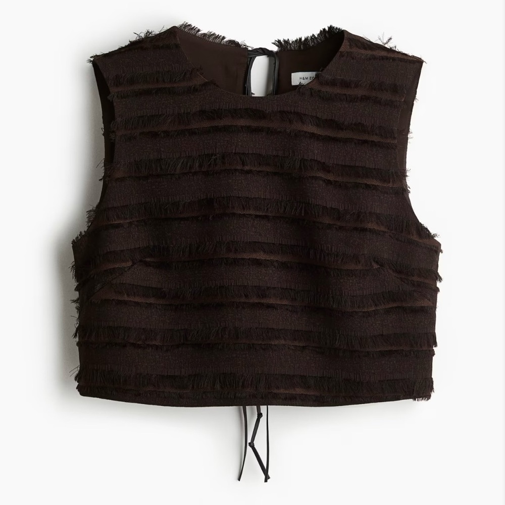 H&M Dark Brown Fringed Tank Top